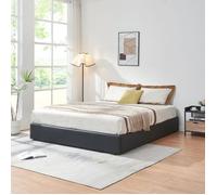 Cama matrimonio nola somier abatible polipiel 160x200cm negro [en.casa]