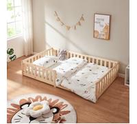 Cama infantil tanna con barandilla 120x200 cm - natural [en.casa]