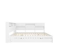 Cama nido 140x200 cm - sofá cama, cabecero con almacenaje, cama extraíble, sin colchón - blanco