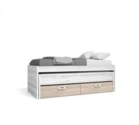 Cama nido 2 cajones mood 90x190cm y 90x180cm blanco y madera - conforama