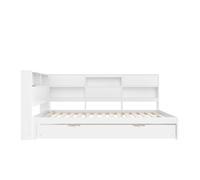 Cama nido 90x200 cm - sofá cama, cabecero con almacenaje, cama extraíble, sin colchón - blanco