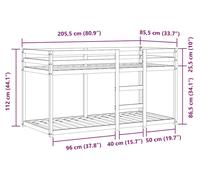 Cama nido con cortinas, azul, 80x200 cm, madera maciza de pino, marca vidaXL