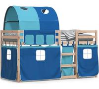 Cama nido con cortinas, azul, 90x200 cm, madera maciza de pino, marca vidaXL