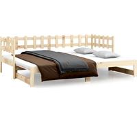 Cama nido de día, extensible, 2 plazas (80x200 cm), madera maciza de pino