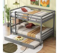 Cama nido de madera de 140x200 cm con cama abatible de 90x190 cm, cama doble infantil - escaleras estables, sin colchón - gris
