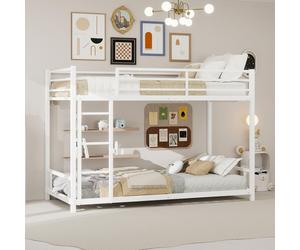 Cama nido de metal con dos camas individuales, dimensiones 90*190 cm. Fabricada en metal resistente y estable. Produce poco ruido. Incluye barandillas de seguridad. No requiere somier
