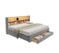 Cama nido de terciopelo 90x200 cm con luz led,gris