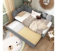 Cama Nido Diván de Terciopelo, Sofá Cama Infantil, Gris, 90x200/90x190 cm