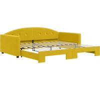 Cama nido extensible, color amarillo, 100x200 cm, tapizada en terciopelo