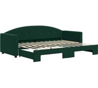 Cama nido extensible, color verde oscuro, 80x200 cm, tapizada en terciopelo
