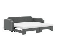 Cama nido extensible de vidaXL, color gris oscuro, 100x200 cm, con colchones, tapizada en tela