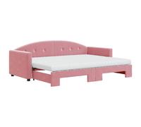 Cama nido extensible de vidaXL, con colchones, color rosa, 80x200 cm, tapizada en terciopelo
