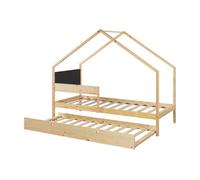 Cama nido infantil sodankylä con cama adicional 90x200cm - madera/negro [en.casa]