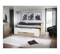 Cama Nido Juvenil DN con Somier + 2 Cajones Cambria y Blanco + 1 Colchon Basico de 18cm Brown 90 x 190