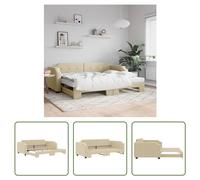 Cama nido "Living Store" extensible, color crema, 100x200 cm, tapizada en tela