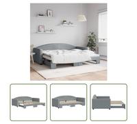 Cama nido "Living Store" extensible, color gris claro, 90x200 cm, tapizada en tela