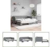 Cama nido "Living Store" extensible, color gris claro, 90x200 cm, tapizada en tela