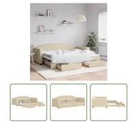 Cama nido "Living Store" extensible con cajones, color crema, 90x200 cm, tapizada