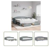 Cama nido "Living Store" extensible con cajones, color gris claro, 100x200 cm, tapizada