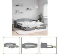 Cama nido "Living Store" extensible con cajones, color gris claro, 80x200 cm, tapizada