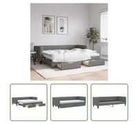 Cama nido "Living Store" extensible con cajones, color gris oscuro, 80x200 cm, tapizada