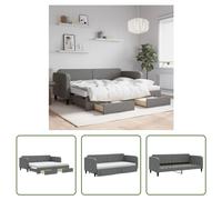 Cama nido "Living Store" extensible con cajones, color gris oscuro, 80x200 cm, tapizada