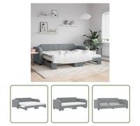 Cama nido "Living Store" extensible, con colchón, color gris claro, 80x200 cm, tapizada en tela
