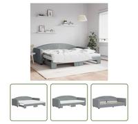 Cama nido "Living Store" extensible, con colchón, color gris claro, 90x200 cm, tapizada en tela