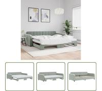 Cama nido "Living Store" extensible, con colchones, color gris claro, 100x200 cm, tapizada en terciopelo