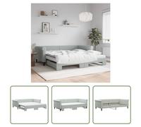 Cama nido "Living Store" extensible, con colchones, color gris claro, 100x200 cm, tapizada en terciopelo