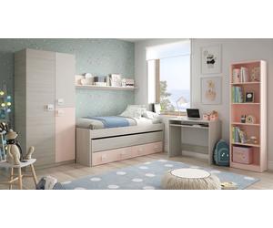 Cama nido nube blanco / rosa 65x199x96 cm (alto x largo x ancho)