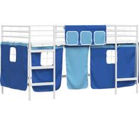 Cama nido para niños de vidaXL, con cortinas, color blanco y azul, dimensiones 107 x 203 cm
