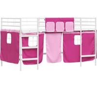 Cama nido para niños de vidaXL, con cortinas, color blanco y rosa, 80 x 200 cm