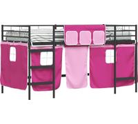 Cama nido para niños de vidaXL, con cortinas, diseño liso en colores y rosa