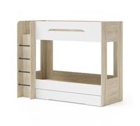 Cama nido SAMOA L, acabado Sonoma roble/blanco, para 2 personas, dimensiones 2 x 80x200 cm, con cajón