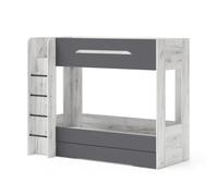 Cama nido SAMOA L CRAFT, color blanco/grafito, para 2 personas, dimensiones 2 x 80 x 200 cm, con cajón
