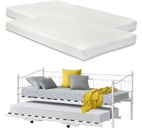 Cama nido Skutskär con colchón de 90x200 cm, sofá cama con espacio de almacenamiento, sofá convertible en cama, litera con dos plazas, color blanco
