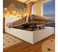 Cama panel STILVORA de 140x200 cm con espacio de almacenamiento hidráulico e iluminación LED, cama tapizada con función de carga USB y tipo-C, cama con espacio de almacenamiento y almacenamiento multi