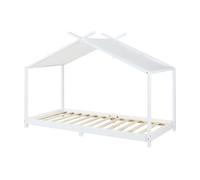 Cama para niños brome forma casita con techo pino 90 x 200 cm - blanco [en.casa]