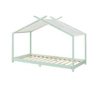 Cama para niños brome forma casita con techo pino 90 x 200 cm - verde y blanco [en.casa]