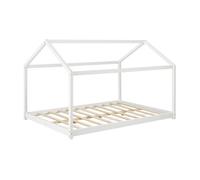 Cama para niños cerro en forma de casa madera pino 120 x 200 cm - blanco [en.casa]