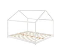 Cama para niños cerro en forma de casa madera pino 160 x 200 cm - blanco [en.casa]