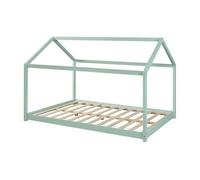 Cama para niños cerro en forma de casa pino 120x200cm - verde menta [en.casa]