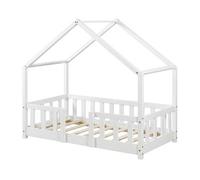 Cama para niños treviolo forma de casa pino 70x140 cm blanco [en.casa]