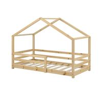 Cama para niños knätten en diseño de casa con somier madera pino 80 x 160 cm natural [en.casa]