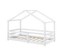Cama para niños knätten en diseño de casa con somier madera pino 90 x 200 cm blanco lacado mate [en.casa]