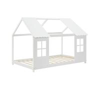 Cama para niños tostedt en forma de casa con ventanas pino 90 x 200 cm - blanco [en.casa]