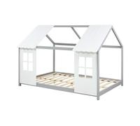 Cama para niños tostedt en forma de casita 120x200 cm - gris/blanco [en.casa]