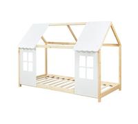Cama para niños tostedt en forma de casita 90x200 cm - efecto madera/blanco [en.casa]