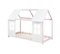 Cama para niños tostedt en forma de casita 90x200 cm - rosa/blanco [en.casa]